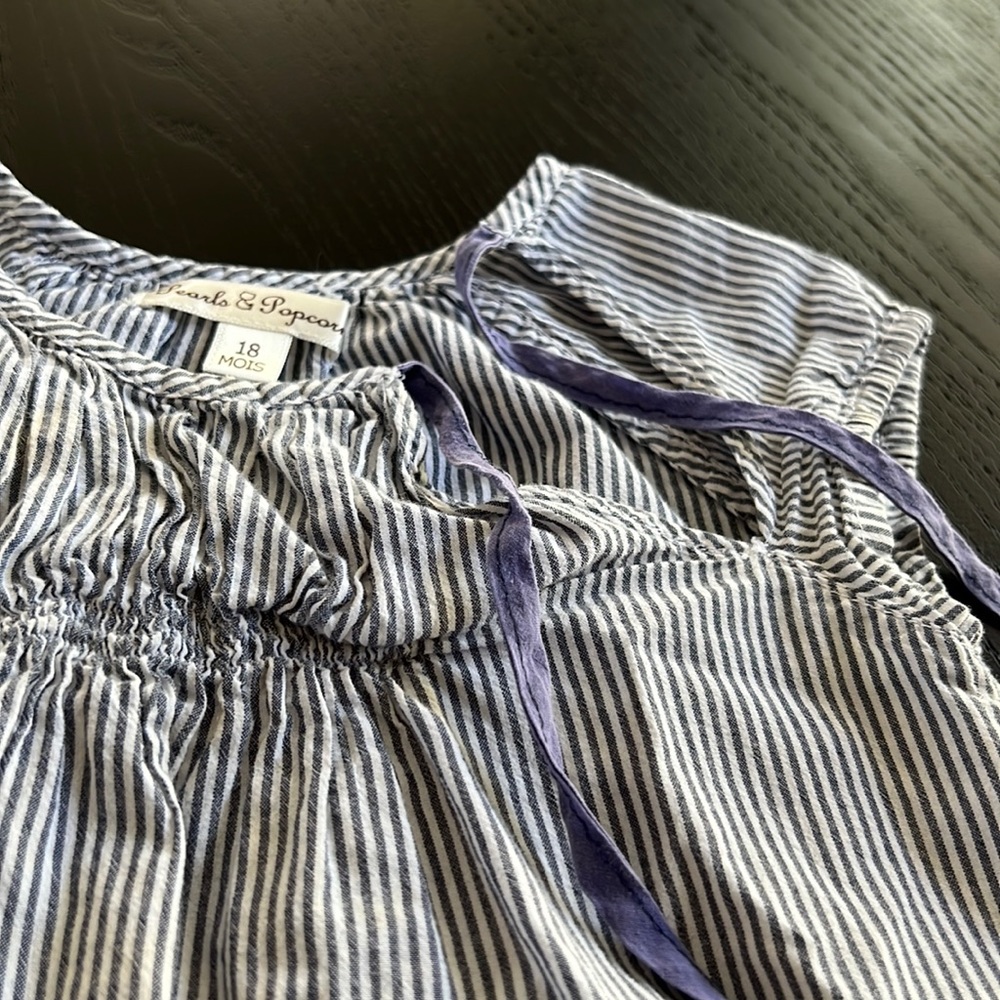 Girls 18 month old grey and white striped dress